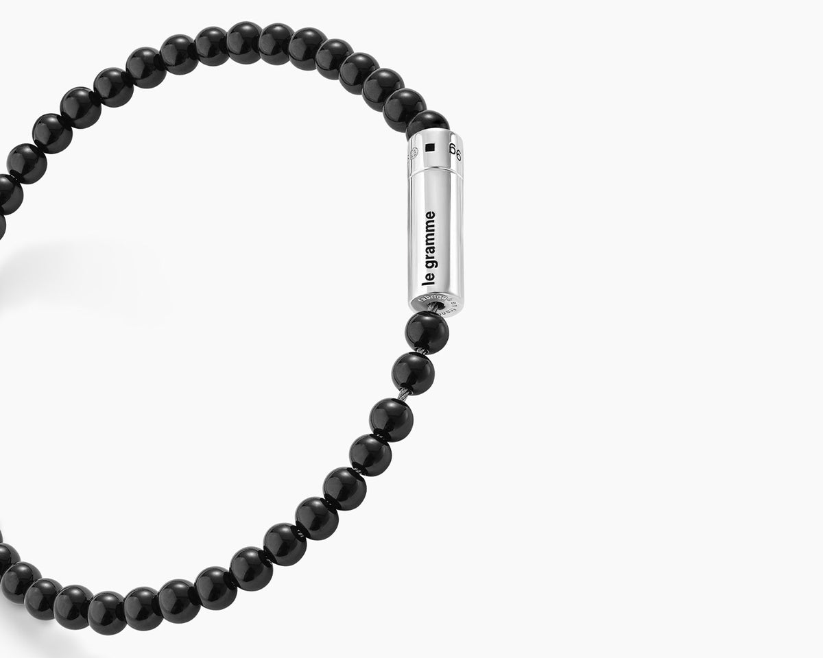 black onyx beads bracelet 9g | 925 sterling silver – le gramme