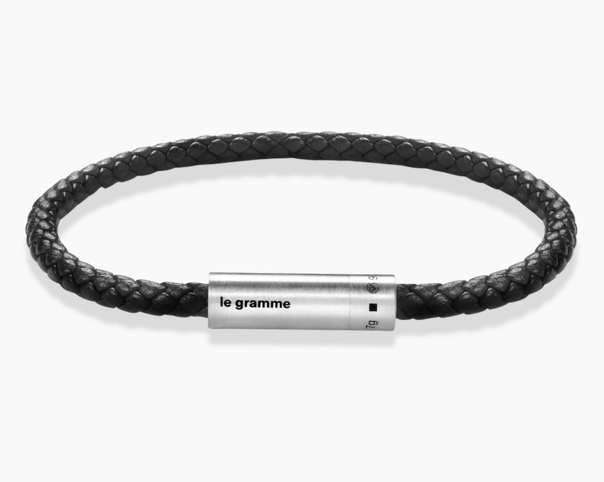 black leather cable bracelet le 7g – le gramme