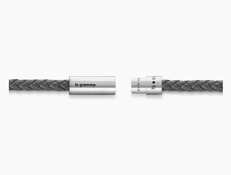 bracelet câble cuir anthracite le 7g