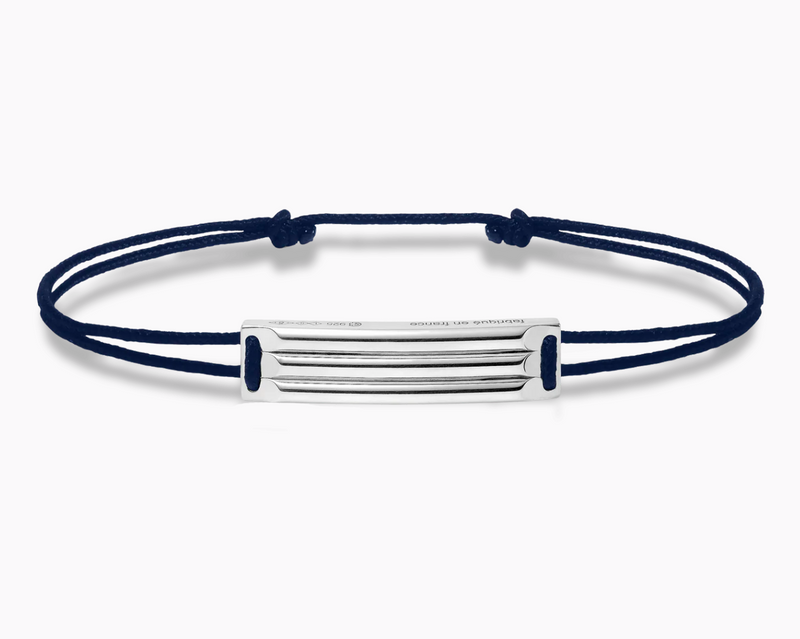 bracelet cordon bleu marine godron le 5g