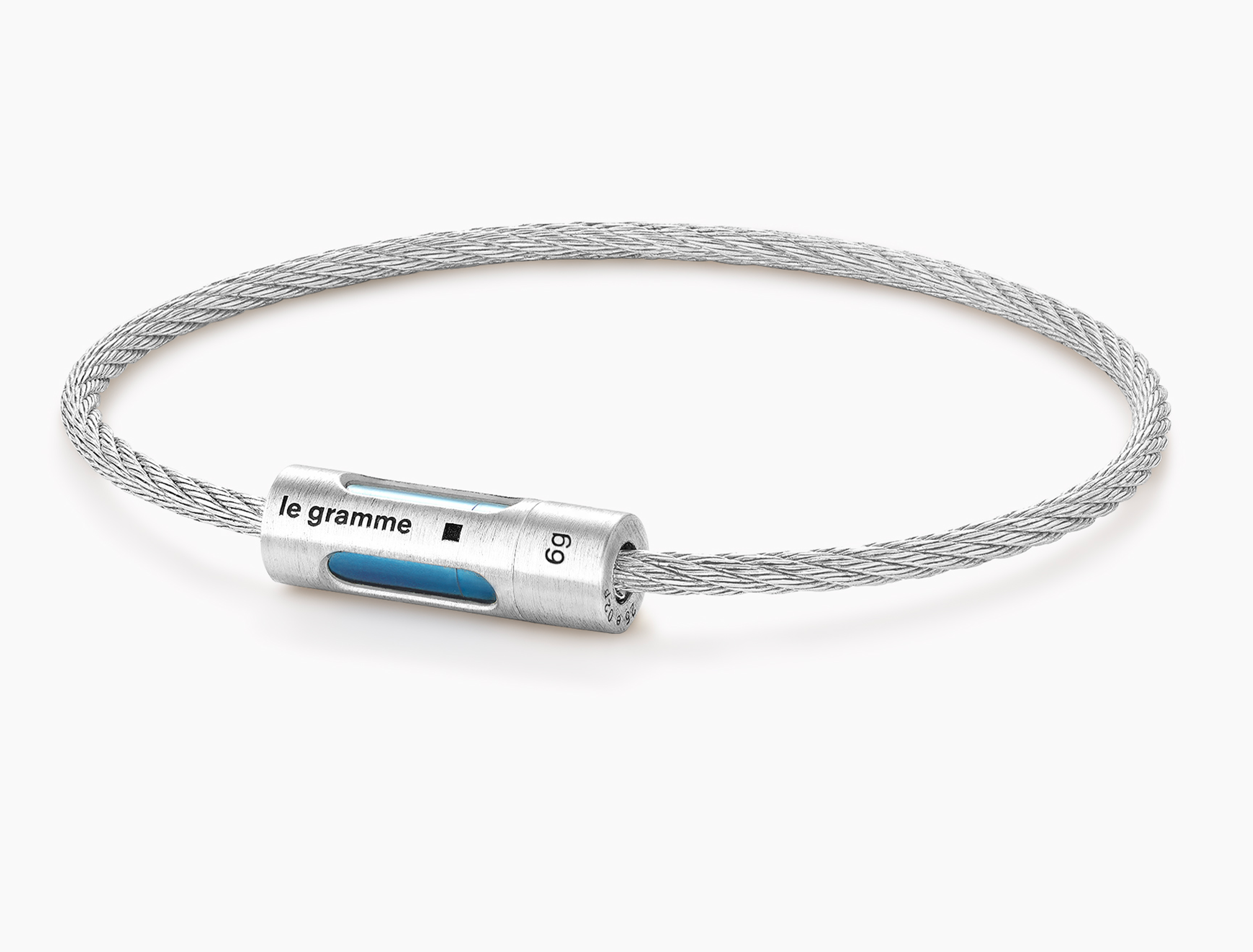 bracelet câble perforé bleu le 9g
