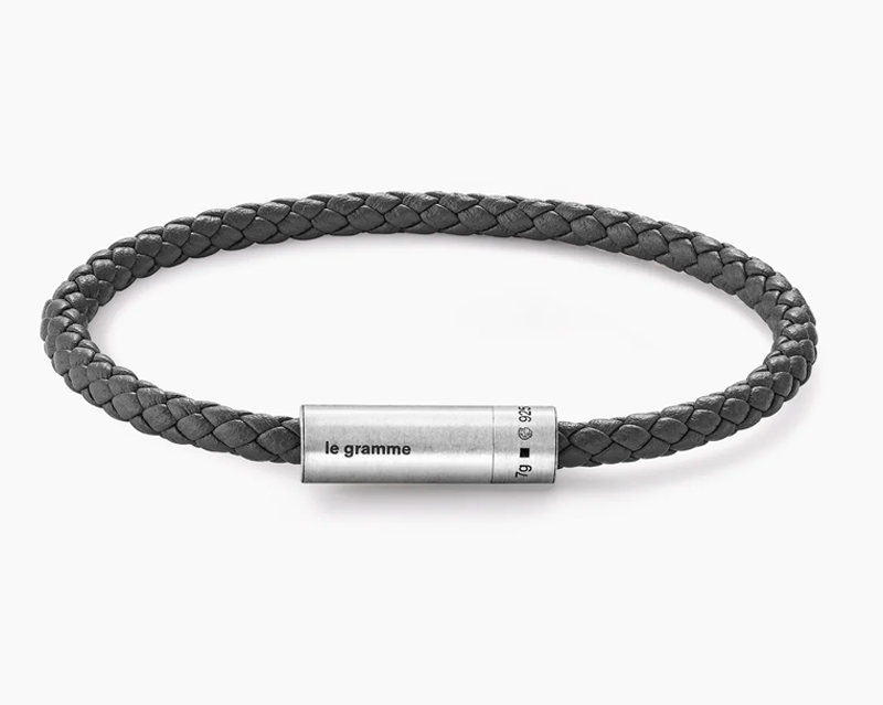 bracelet câble cuir anthracite le 7g