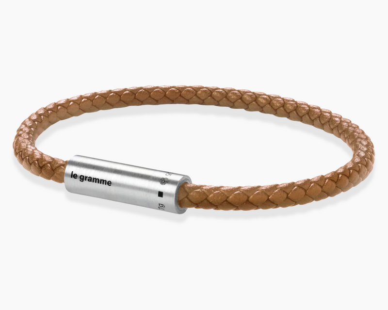 camel leather cable bracelet le 7g