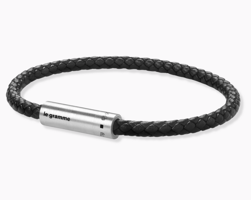 black leather cable bracelet le 7g