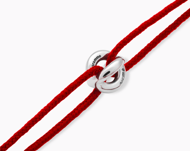bracelet cordon entrelacs rouge le 1g