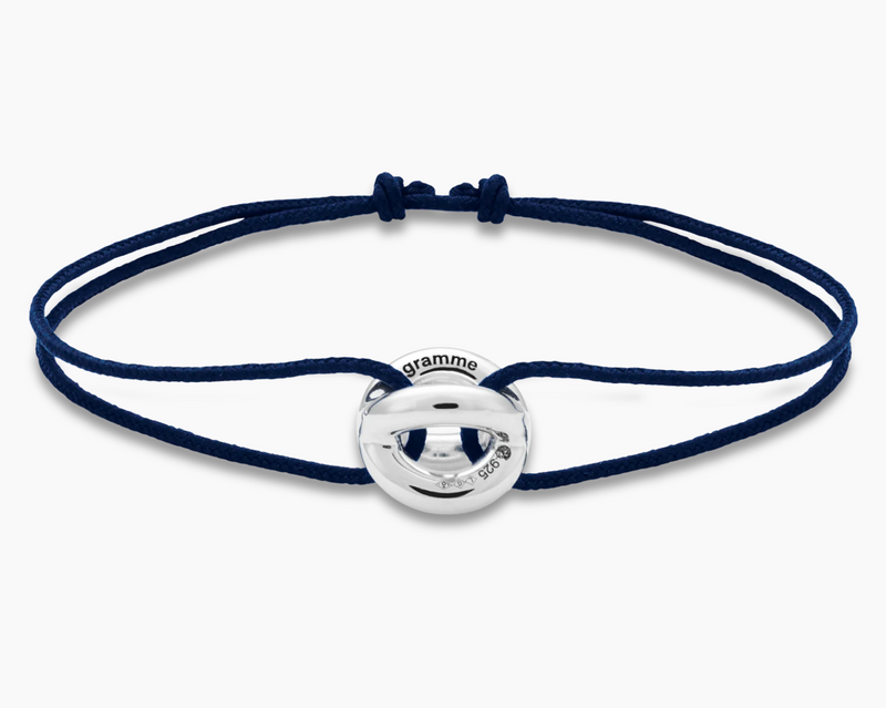 bracelet cordon entrelacs bleu marine le 3g