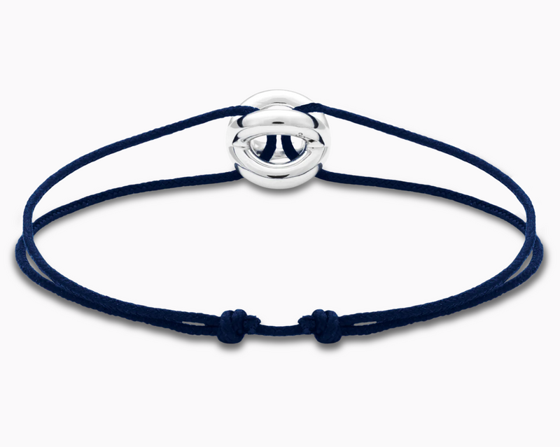 bracelet cordon entrelacs bleu marine le 3g