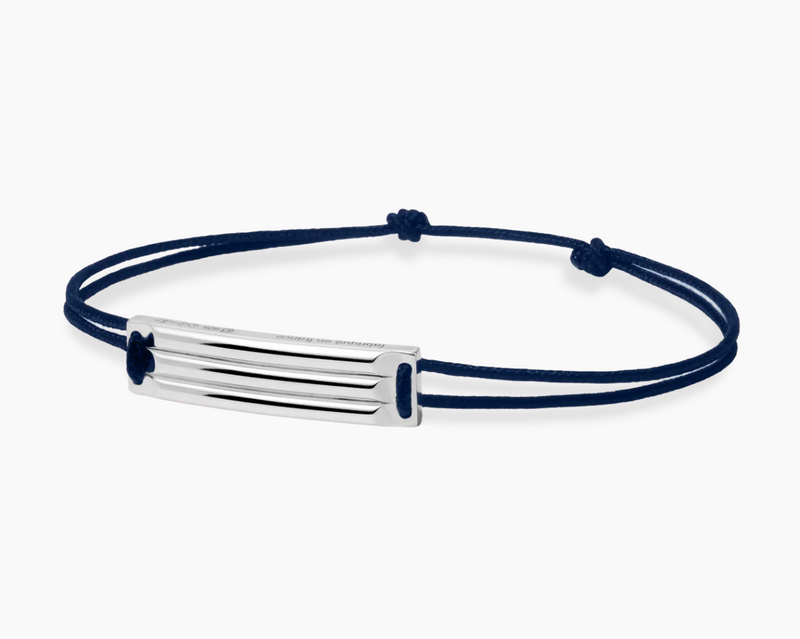 bracelet cordon bleu marine godron le 5g