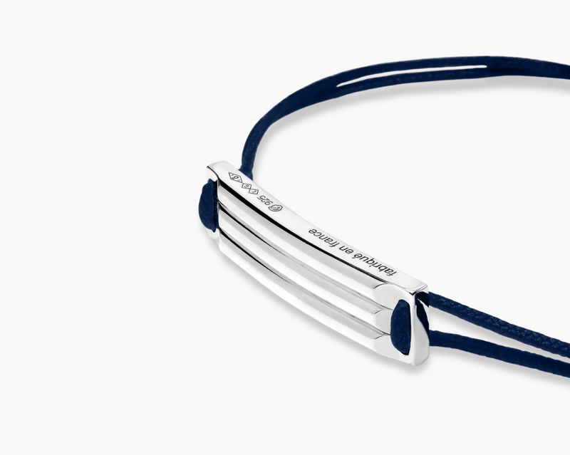 bracelet cordon bleu marine godron le 5g