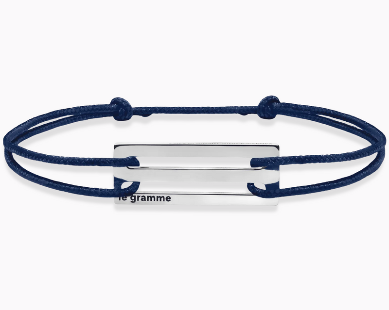 bracelet cordon bleu marine perforé le 2,5g