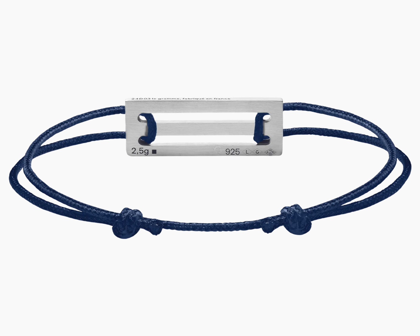 bracelet cordon bleu marine perforé le 2,5g