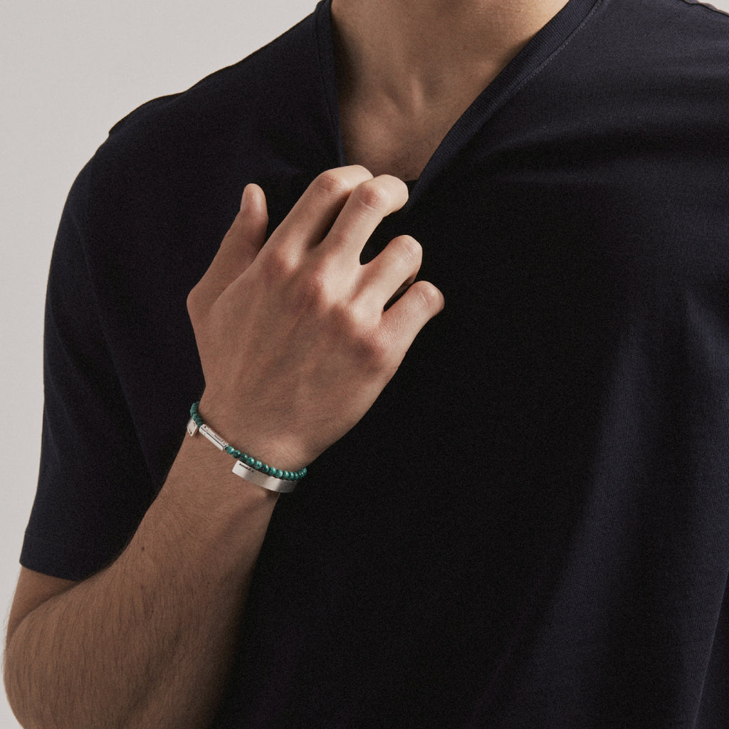 new in: malachite bead bracelet 9g