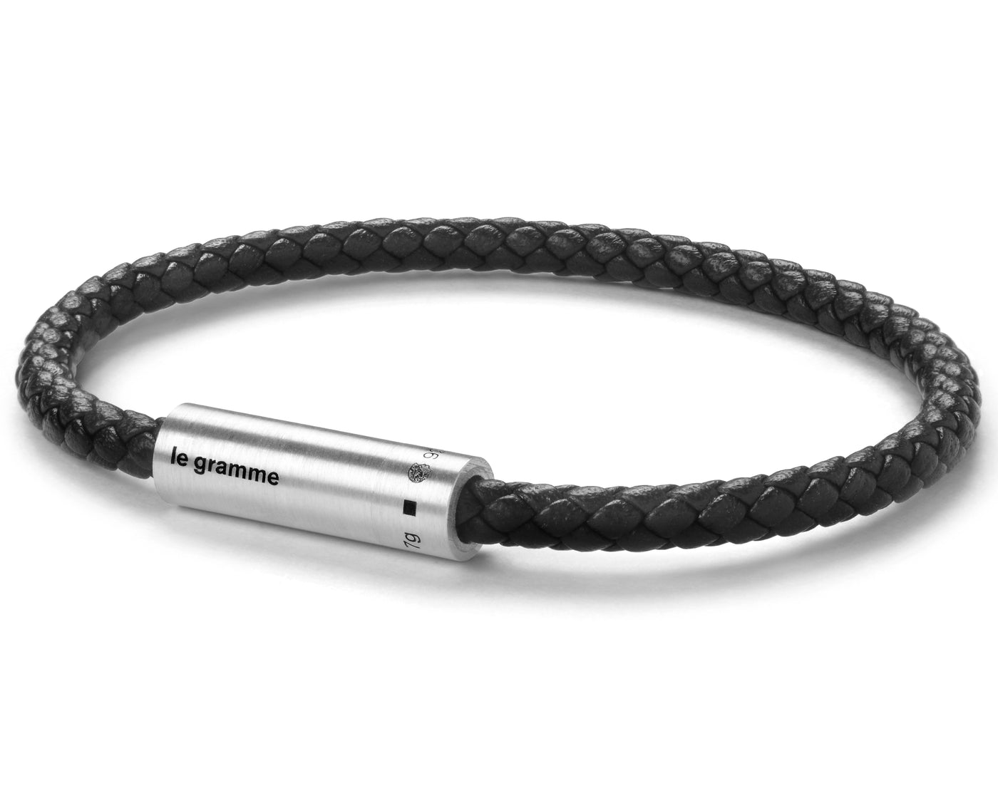 black leather cable bracelet le 7g