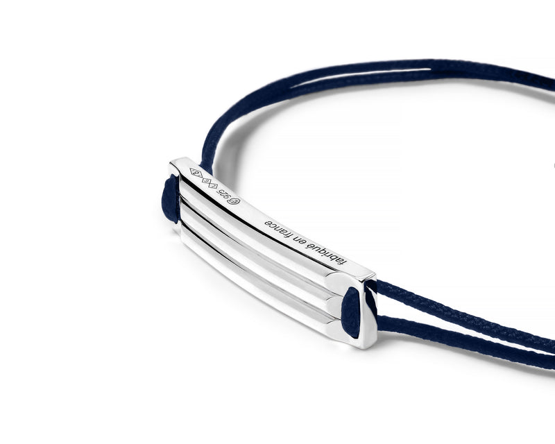 bracelet cordon bleu marine godron le 5g