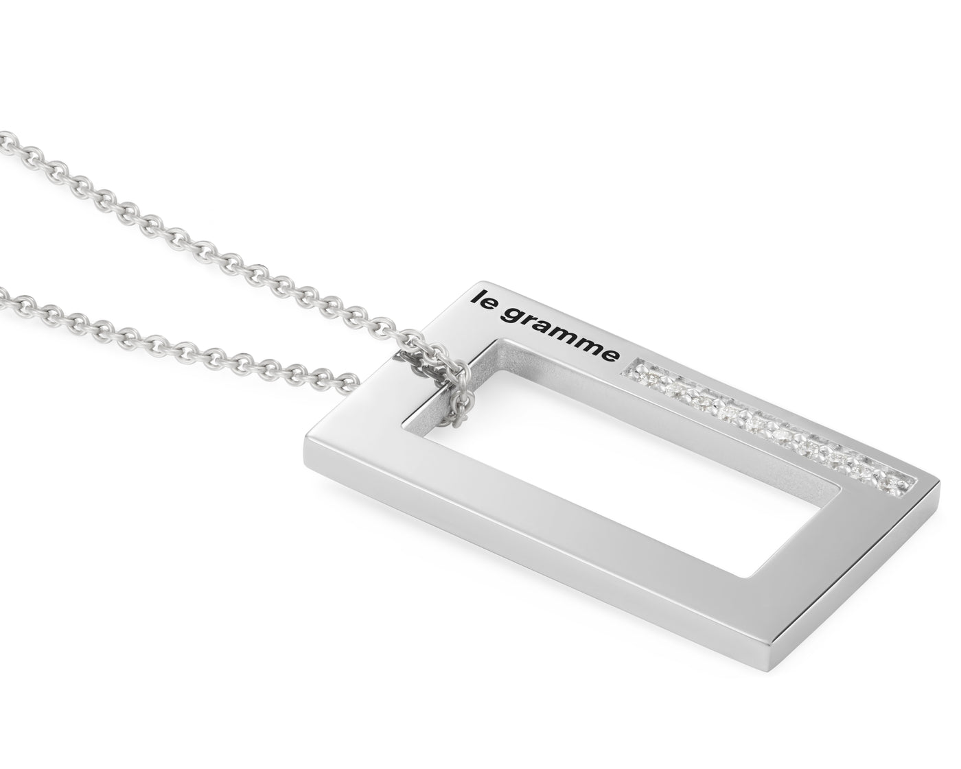 rectangle necklace with diamonds le 3.4g