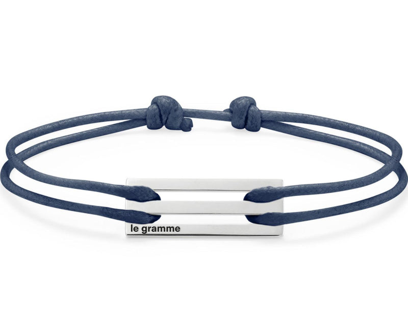 bracelet cordon bleu gris perforé le 2,5g