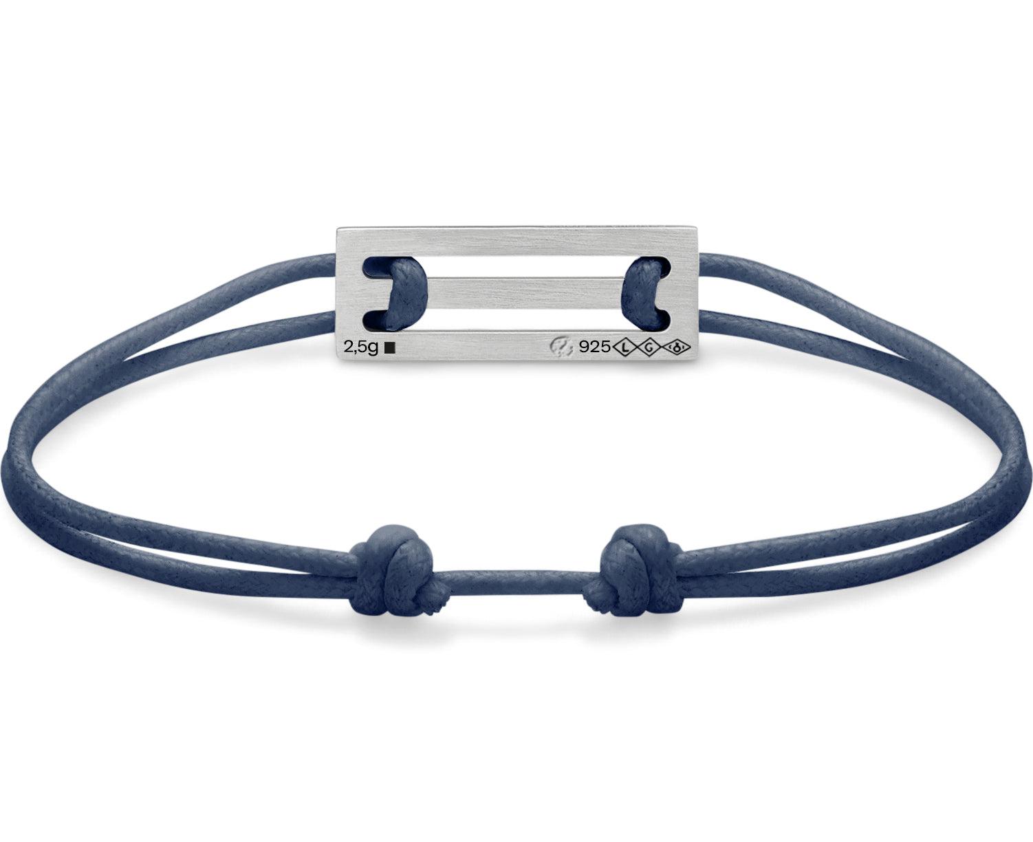 bracelet cordon bleu gris perforé le 2,5g
