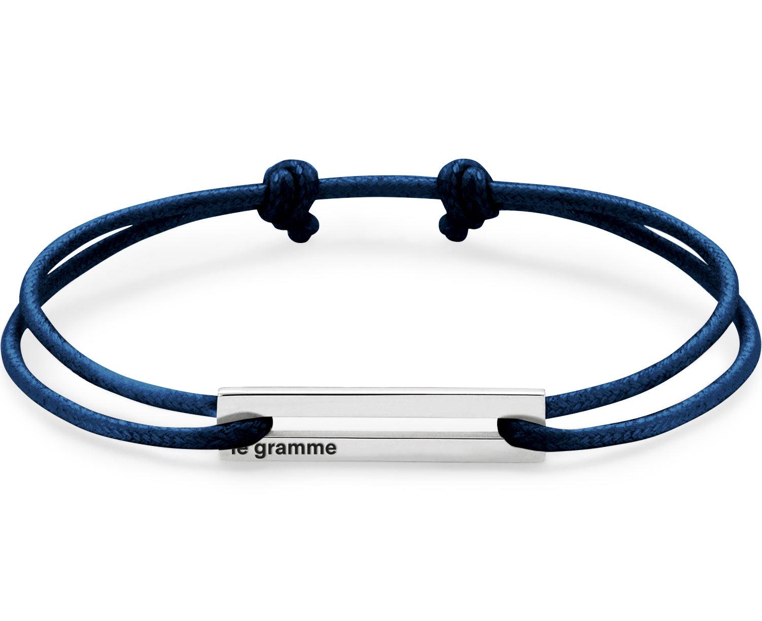 bracelet cordon bleu marine perforé le 1,7g