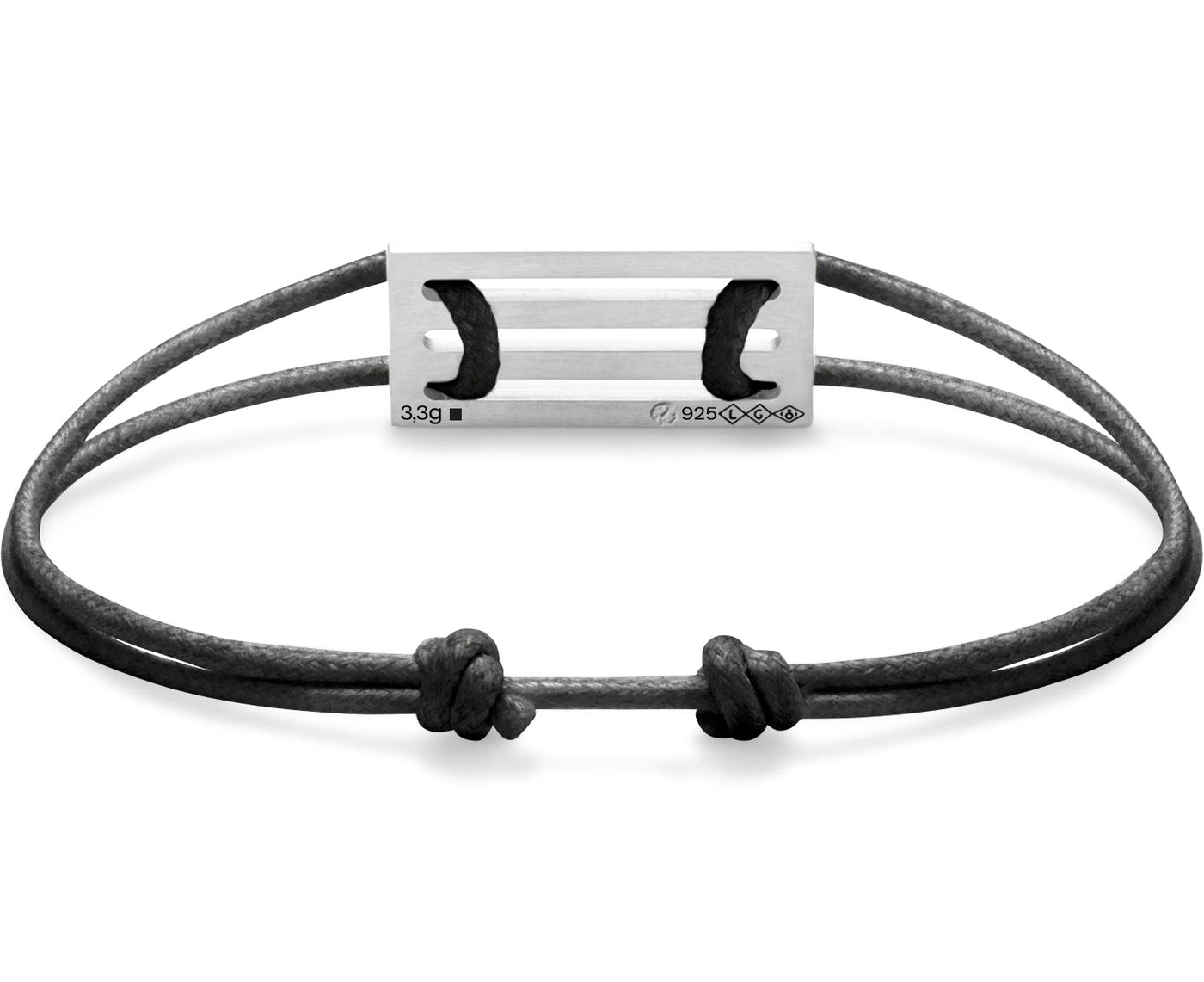 perforated black cord bracelet le 3.3g